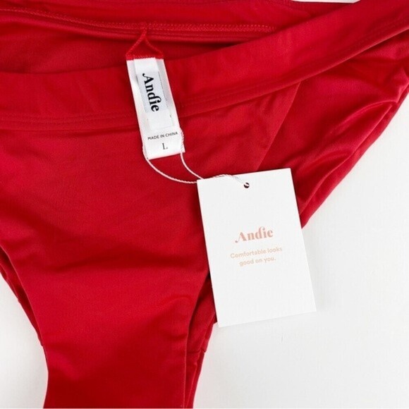 Andie The Banded Bikini Bottom Swimsuit Cherry Red Size L NWT - Picture 8 of 9